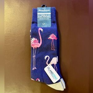 NWT Tommy Bahama Men’s Navy and Gray Pink Flamingo Cotton Socks w/Coolmax Fiber